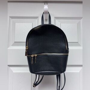 Genuine Leather Mini Backpack | Black | Made in Italy
